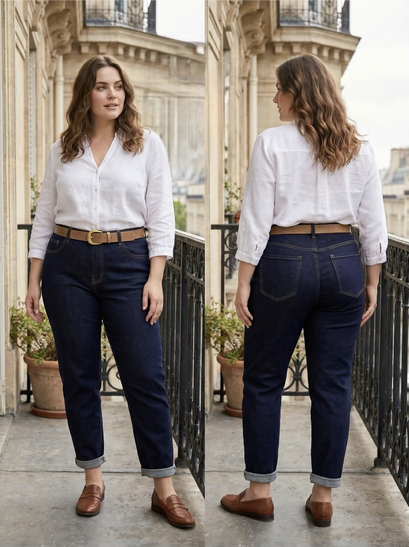 Grossiste G-Smack - Jeans bleu brut mom fit avec ceinture en super size