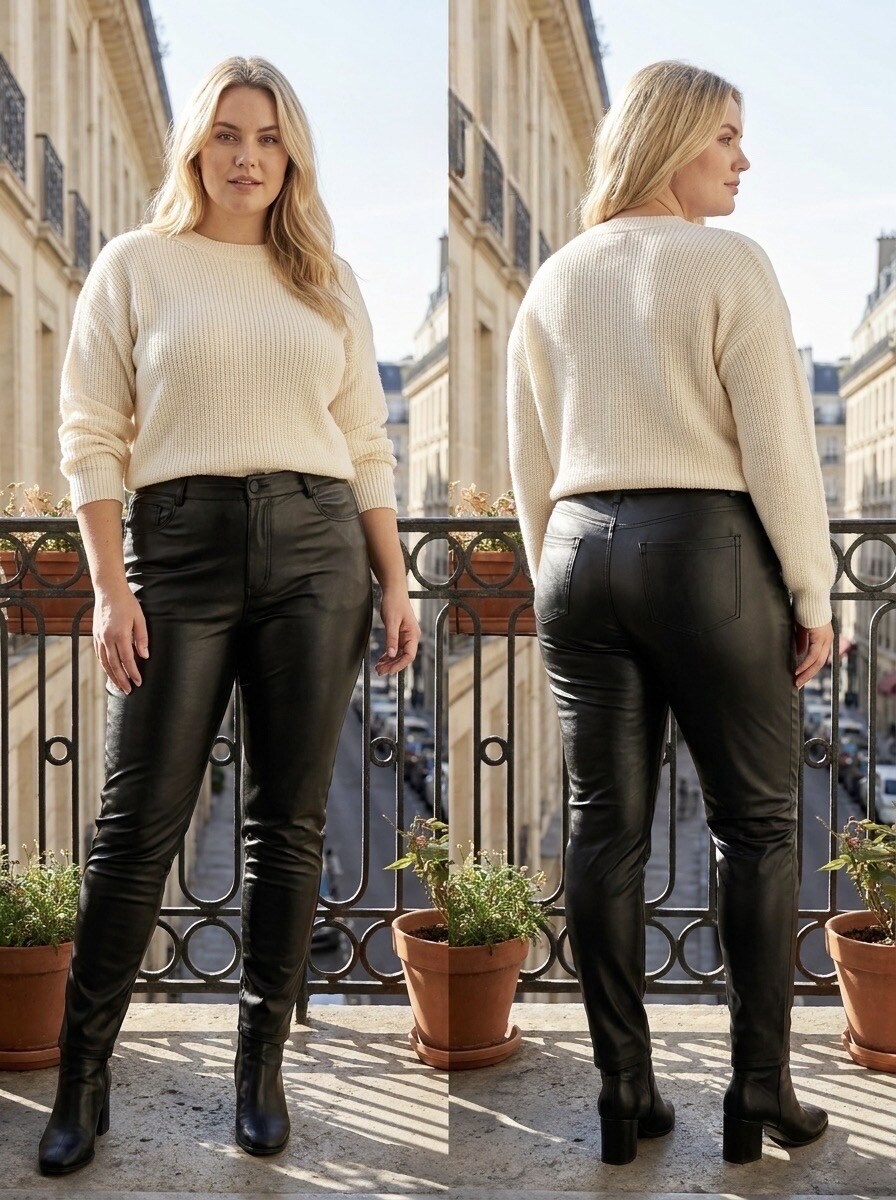 Wholesaler G-Smack - black faux leather pants in super size