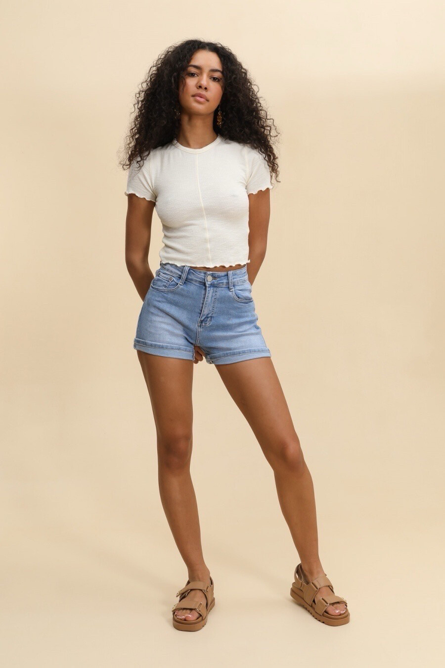 Grossiste G-Smack - short bleu délavé en grande taille