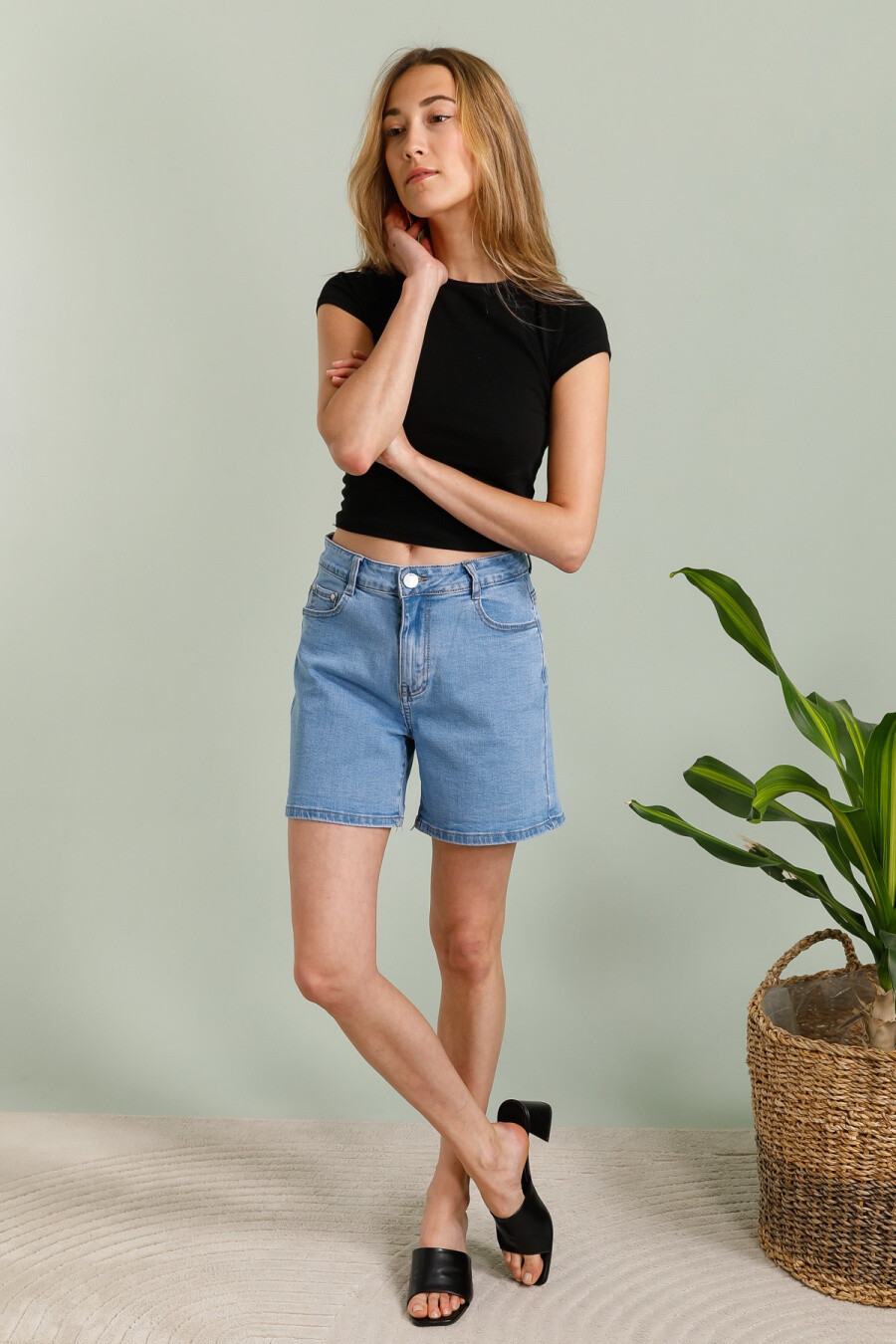 Grossiste G-Smack - short bleu en grande taille