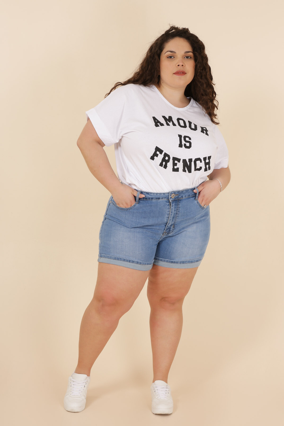 Grossiste G-Smack - short bleu en grande taille