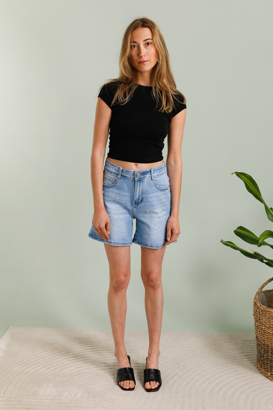 Grossiste G-Smack - short bleu strass en grande taille