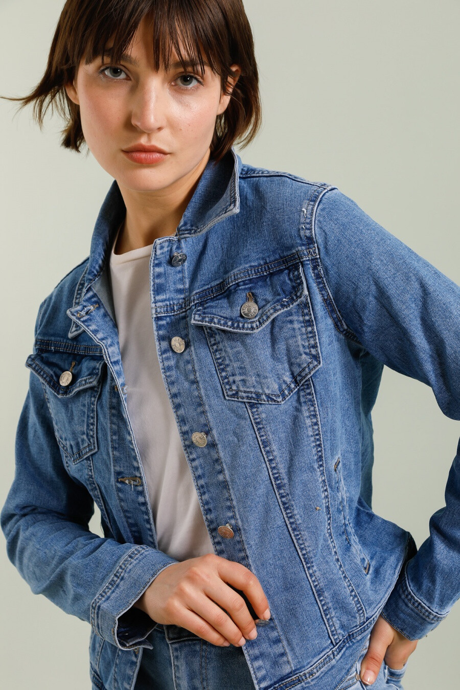Grossiste G-Smack - veste bleue en grande taille