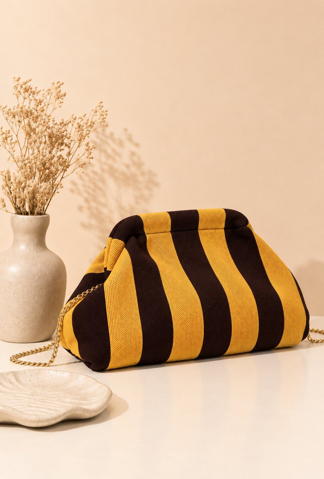 Wholesaler Gallantry Paris - Gallantry Wide Stripe Clutch