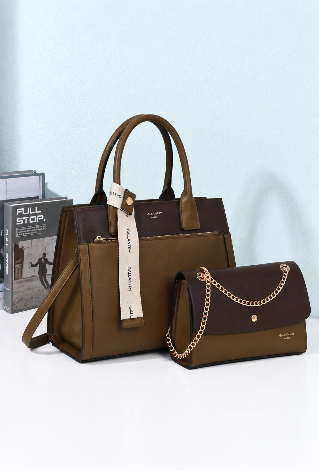Wholesaler Gallantry Paris - Two-tone handbag with decorative ribbon by Gallantry