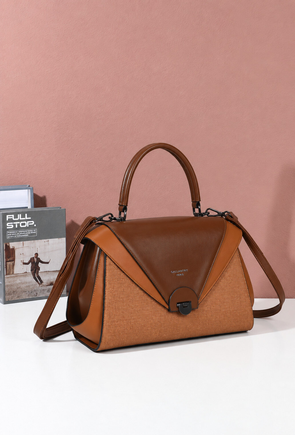 Wholesaler Gallantry Paris - Gallantry Two-Tone Handbag with Geometric Flap