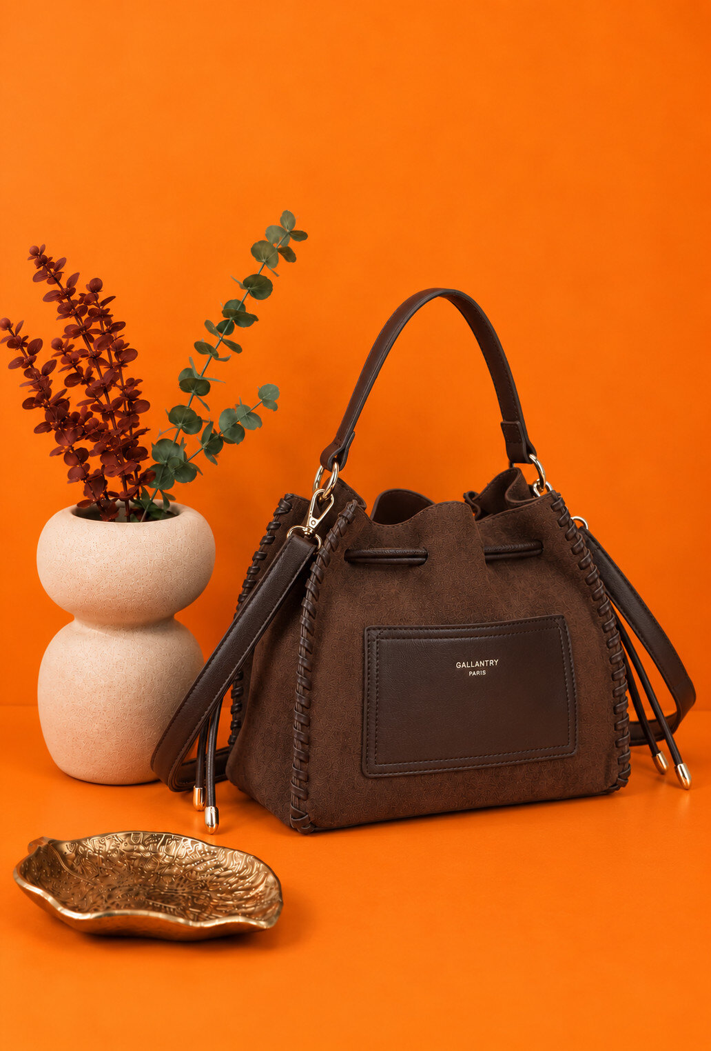 Wholesaler Gallantry Paris - Gallantry Side Braided Suede Handbag
