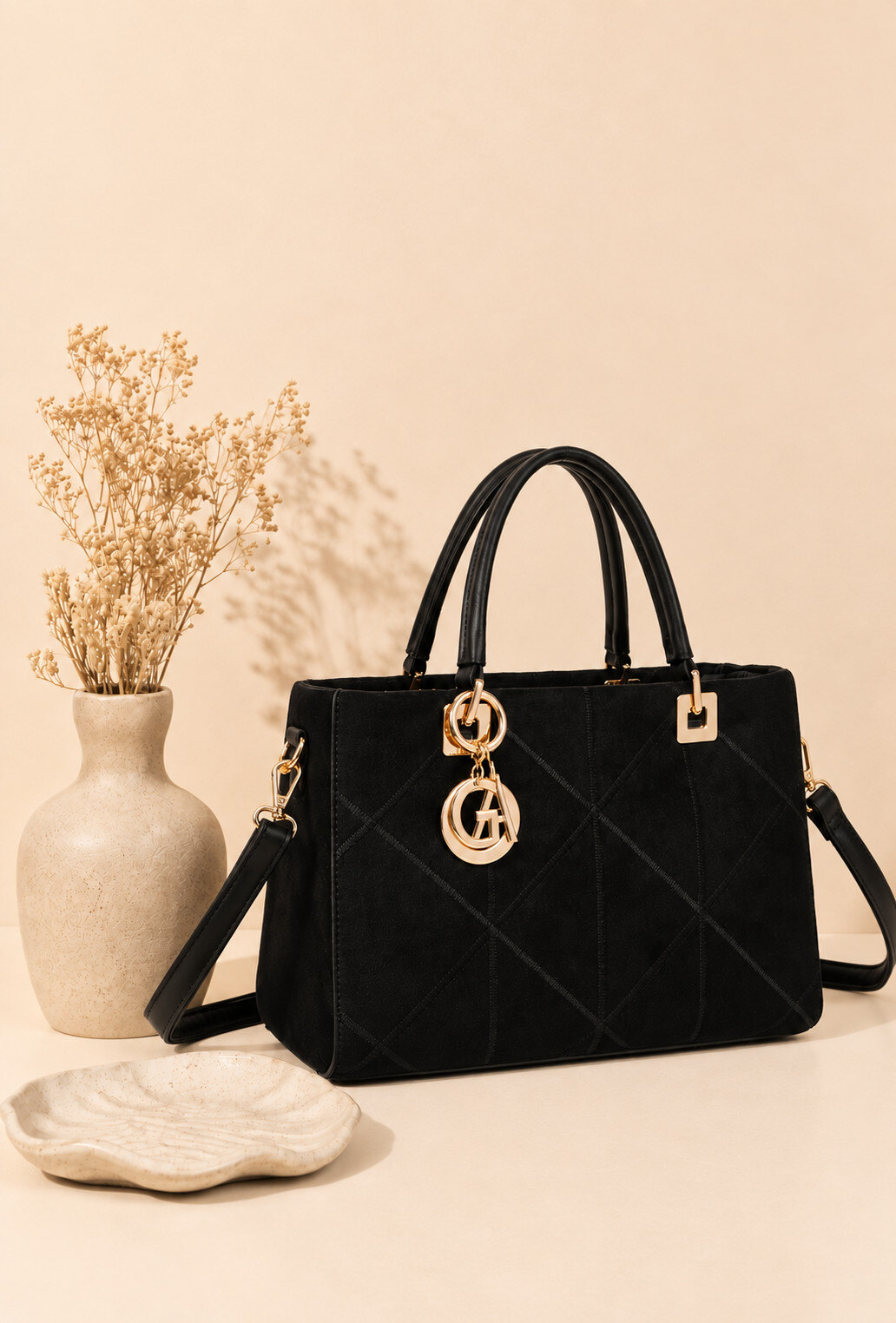 Wholesaler Gallantry Paris - Gallantry geometric pattern suede handbag