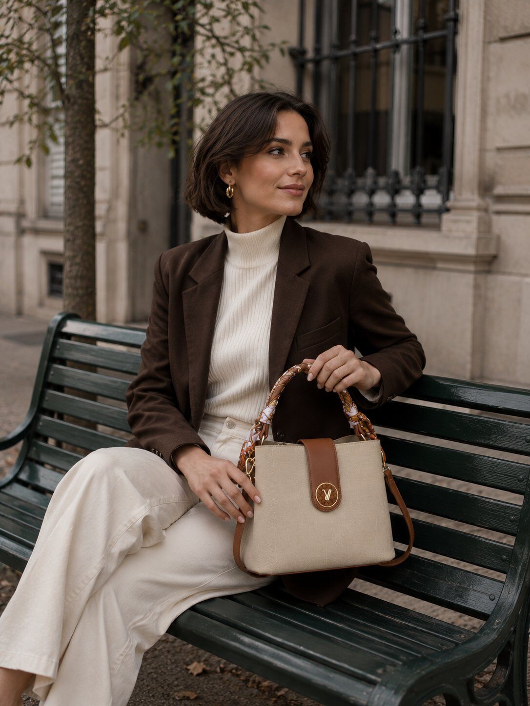 Wholesaler Gallantry Paris - Gallantry dual-material handbag with scarf