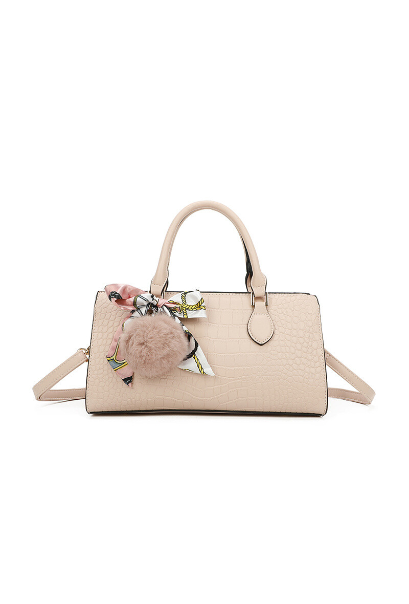 Grossista Gallantry - Borsa a mano con sciarpa e pompon in coccodrillo Gallantry