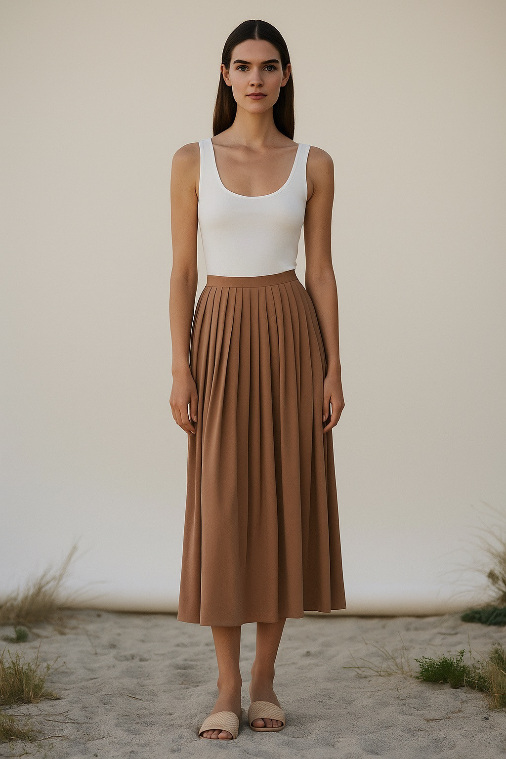 Wholesaler Garçonne - Mid-length fluid pleated skirt