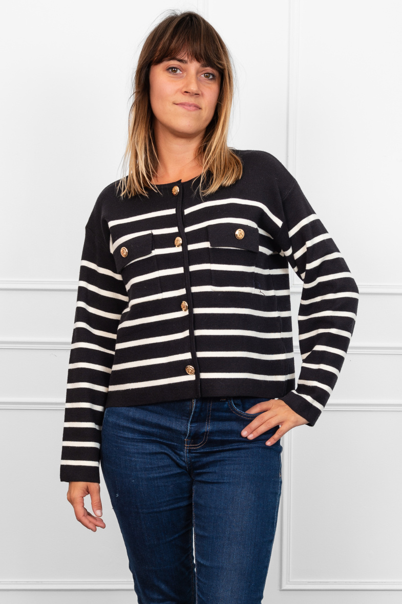 Wholesaler GARDEN - Striped cardigan with gold buttons