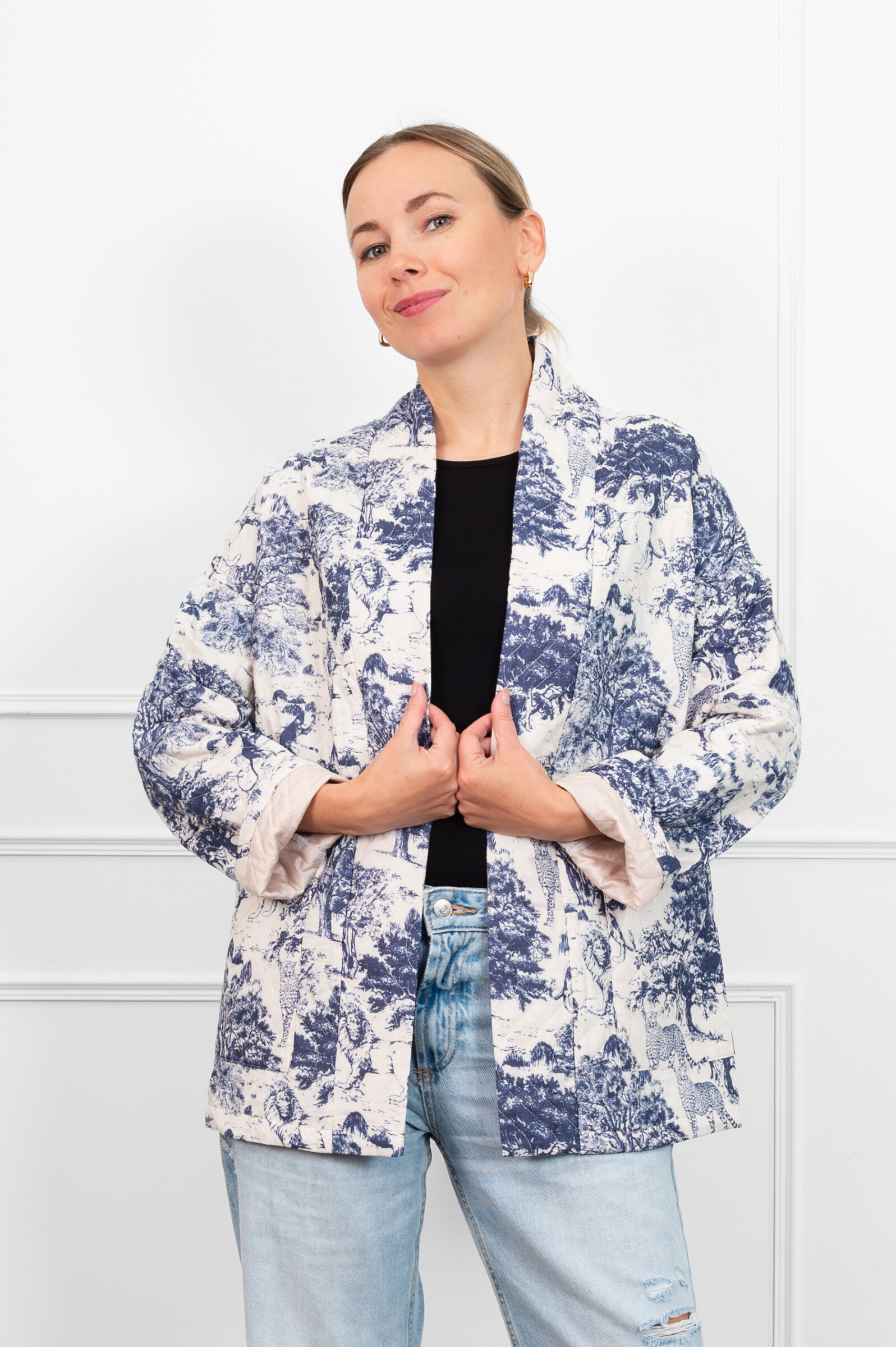 Mayorista GARDEN - Chaqueta blazer estilo kimono sin cierre