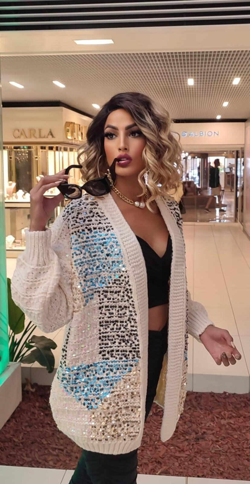 Wholesaler GD Golden Days - Sequin Embroidered Knit Cardigan