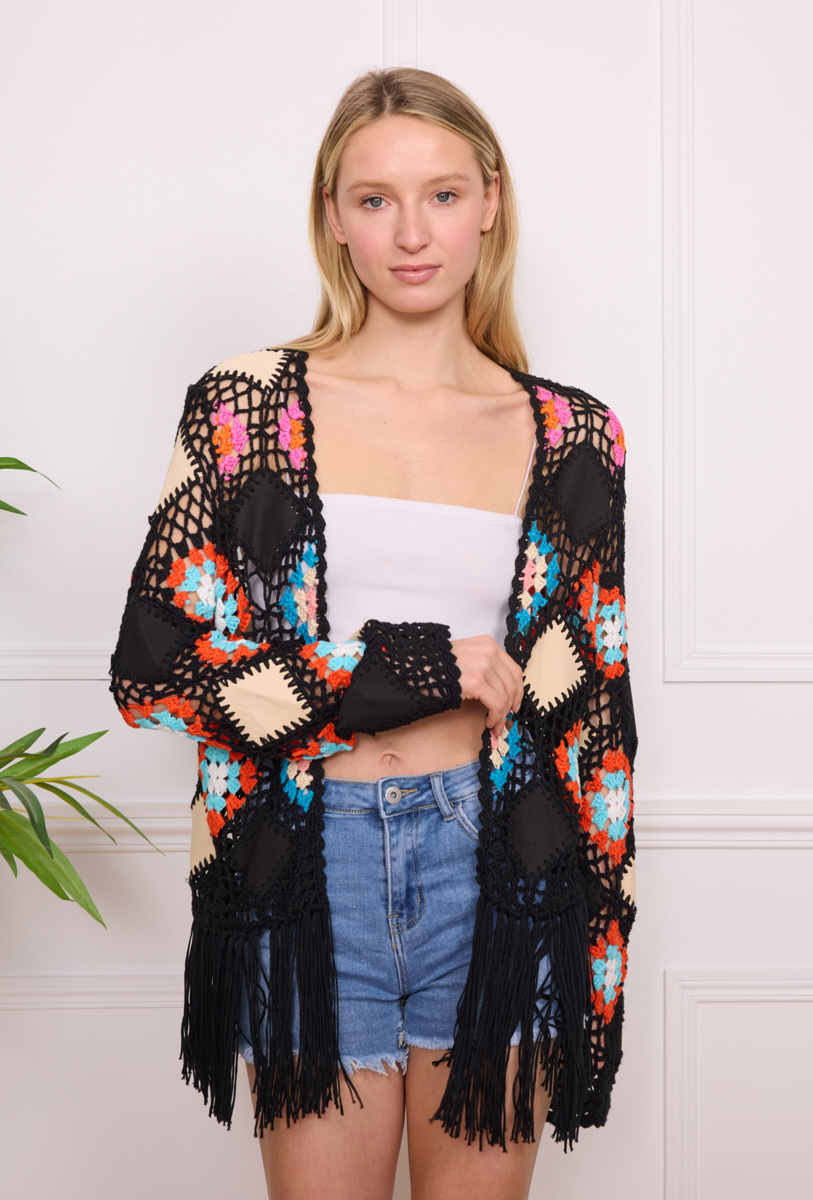 Grossiste GD Golden Days - Gilet en crochet bohème à franges