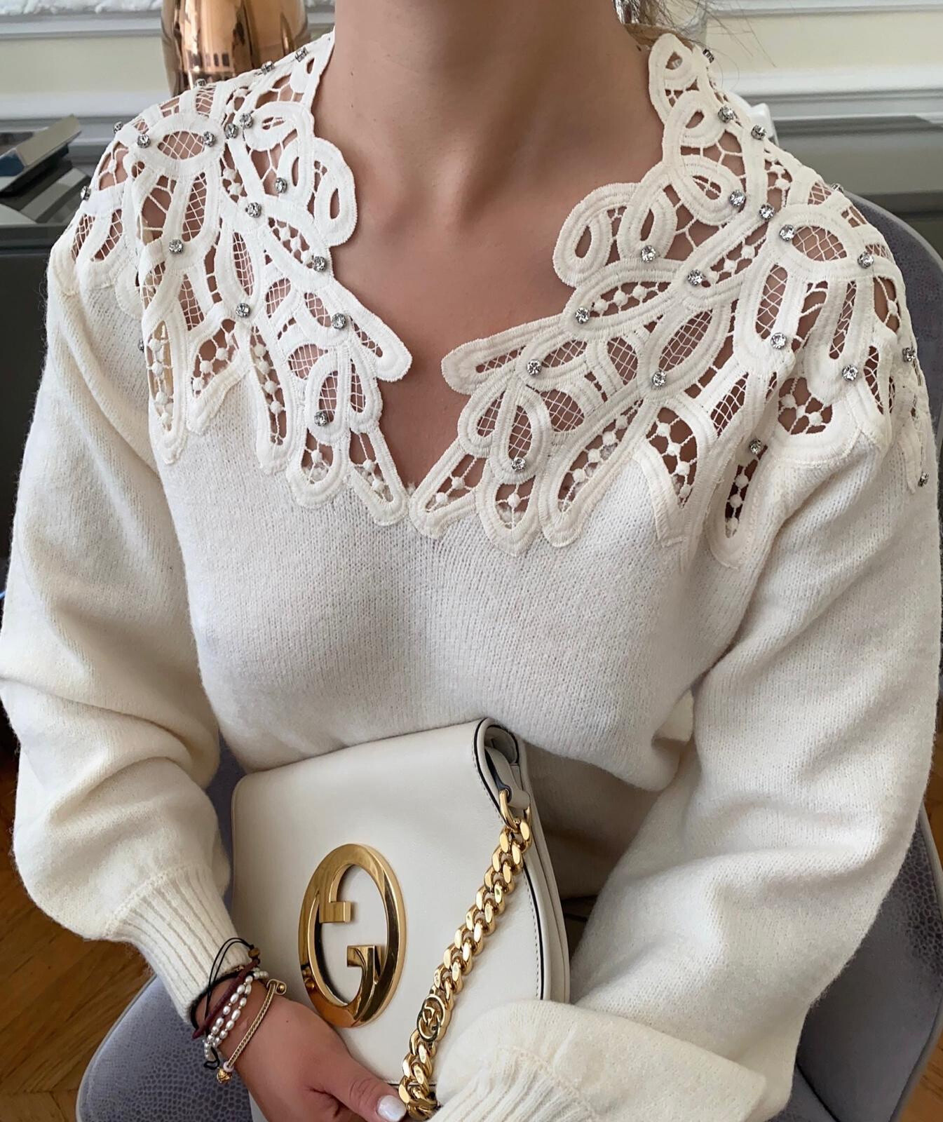 Grossiste GD Golden Days - Pull en maille avec détail en dentelle sur l'encolure
