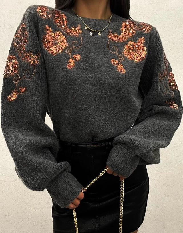 Wholesaler GD Golden Days - Sweater with embroidered sequin sleeves