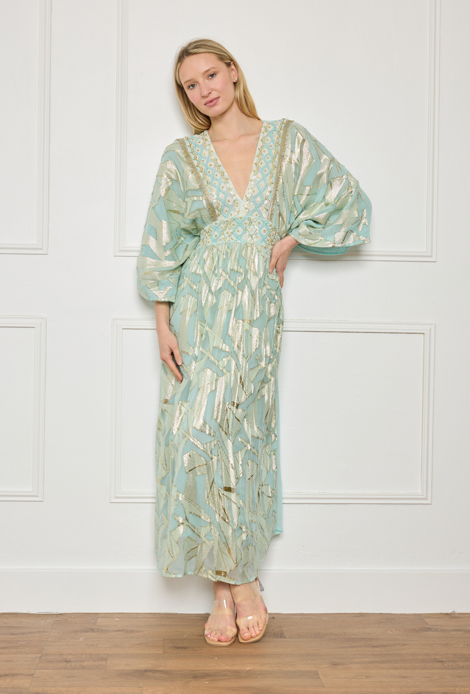 Wholesaler GD Golden Days - Long fluid dress with golden sequins