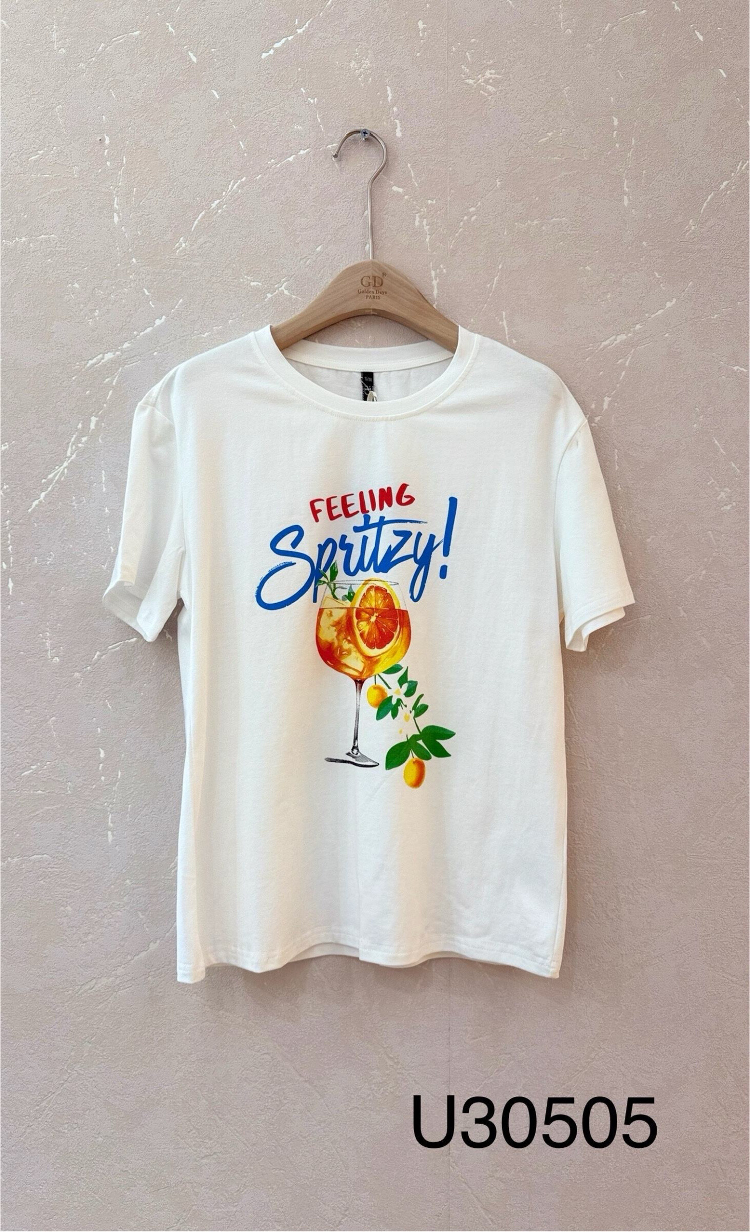 Grossiste GD Golden Days - T-shirt imprimé cocktail “Feeling Spritzy!”