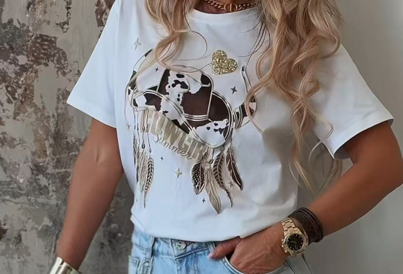 Wholesaler GD Golden Days - "Cowgirl Summer" printed t-shirt with metallic details