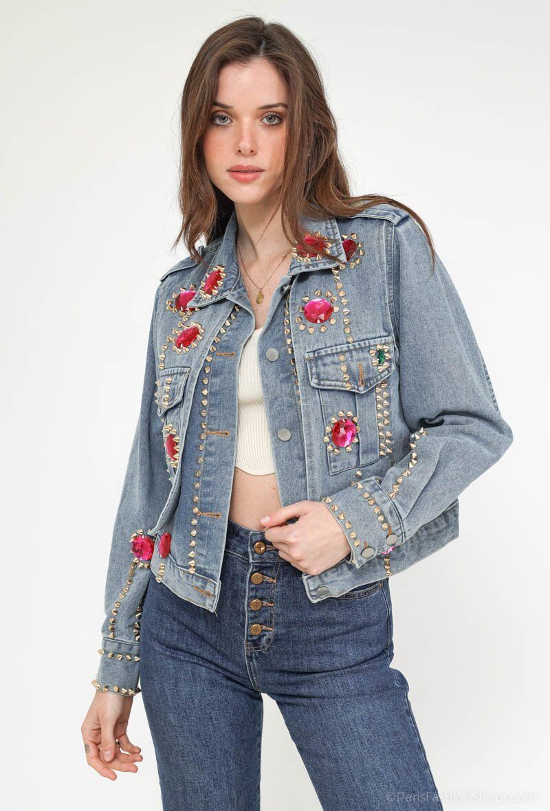 Grossiste GD Golden Days - Veste en jean avec grandes perles