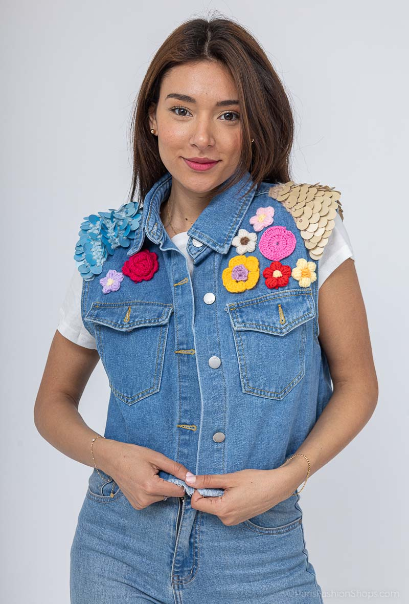 Grossiste GD Golden Days - VESTE JEANS BRODERIE