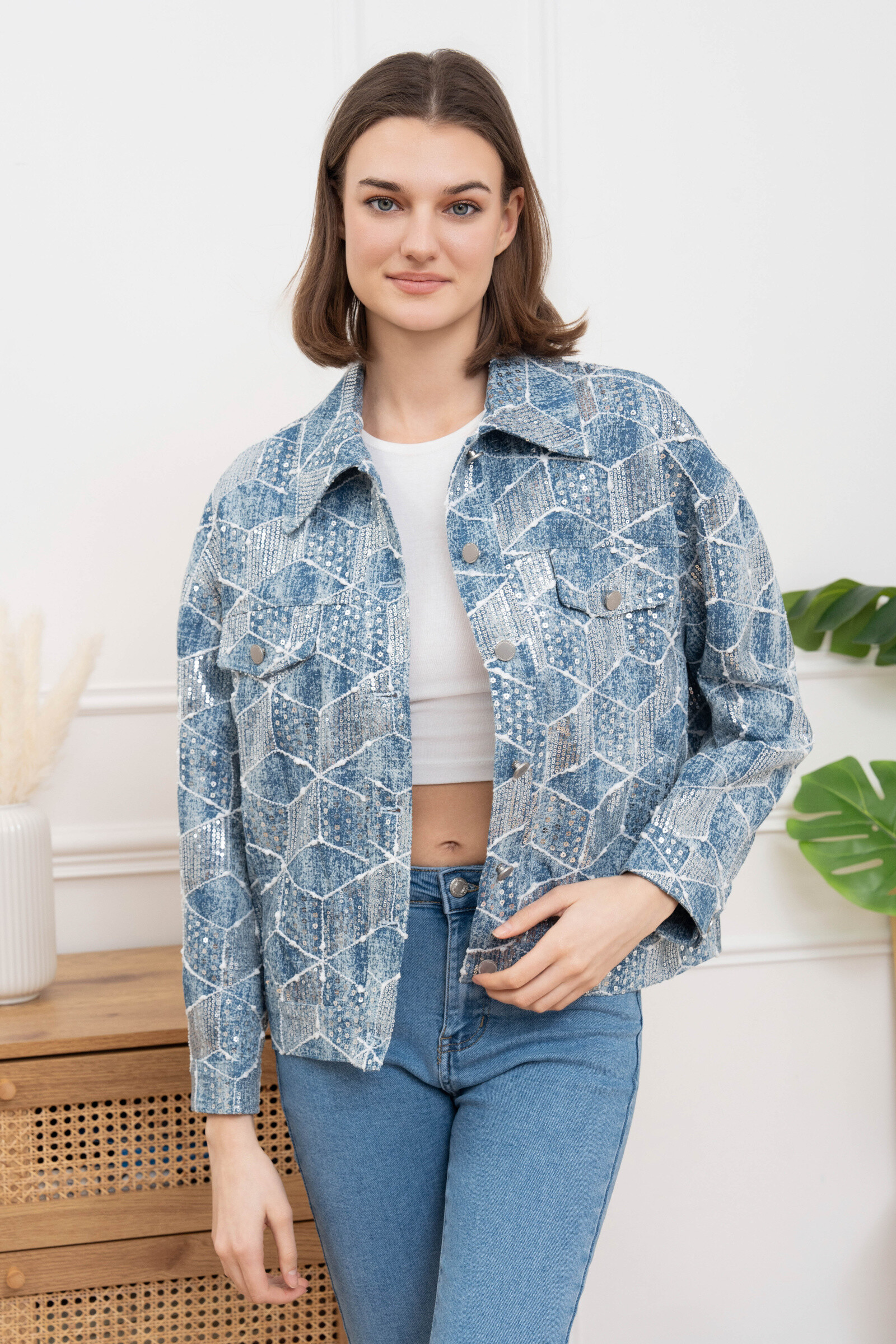 Wholesaler GD Golden Days - Geometric print denim jacket