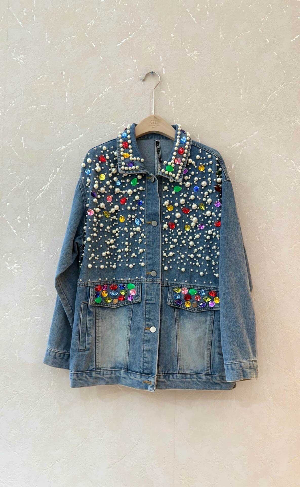 Grossiste GD Golden Days - Veste en jean ornée de perles et strass