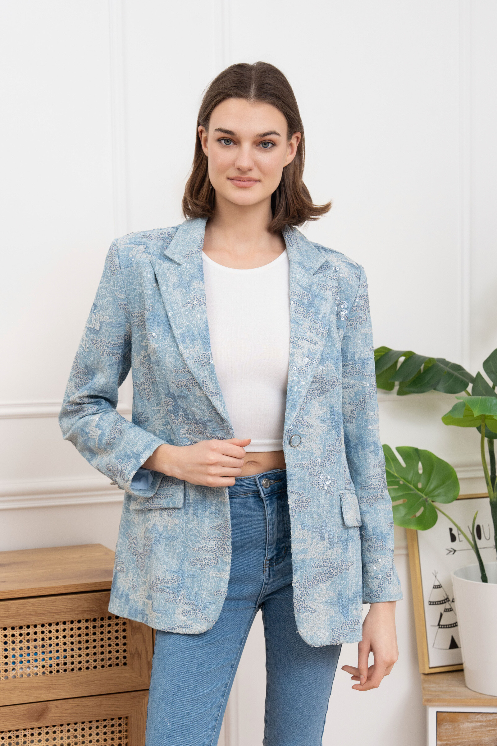 Grossista GD Golden Days - Blazer strutturato in denim stampato