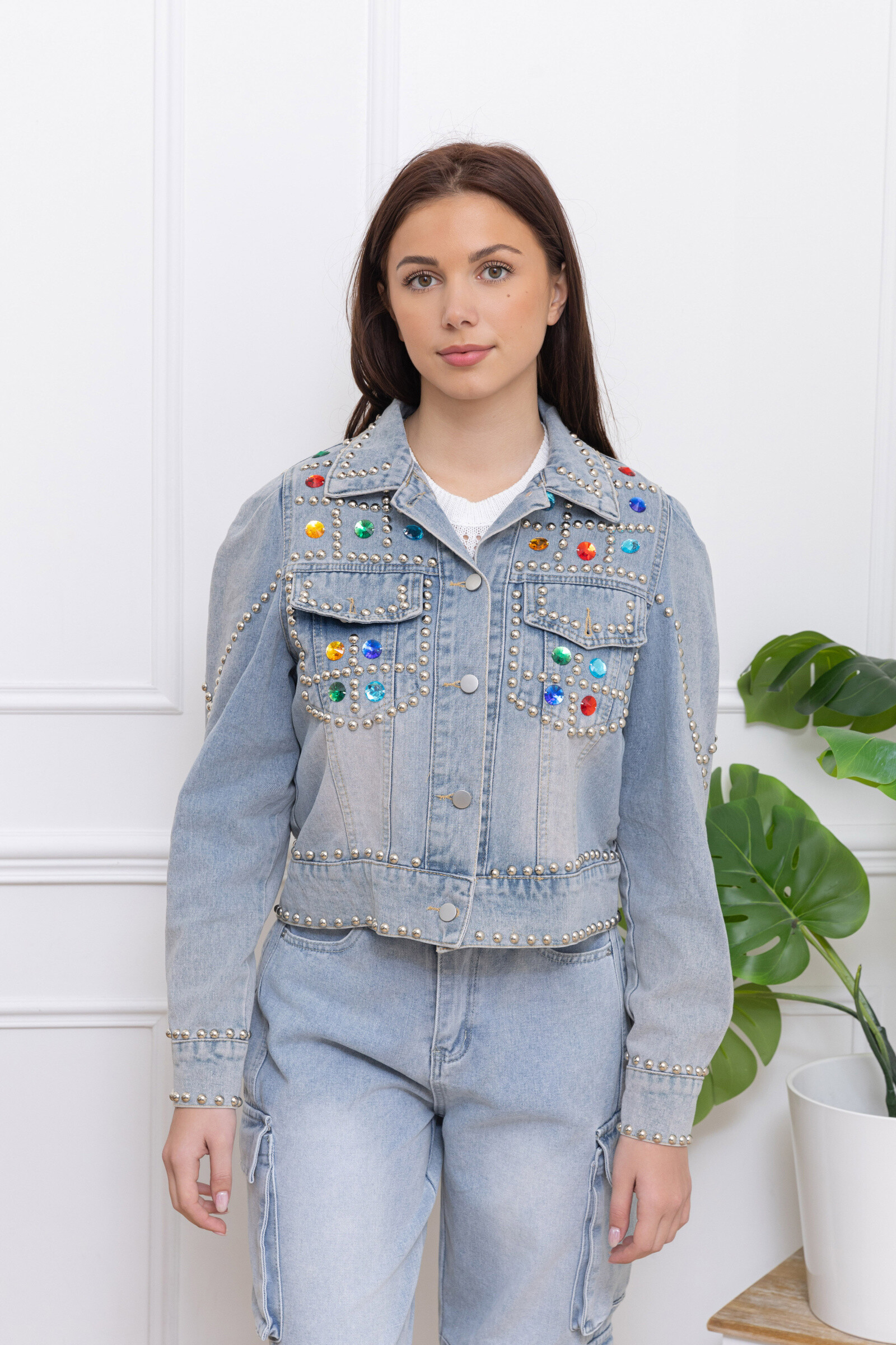 Grossiste GD Golden Days - Veste en jean ornée de strass scintillants