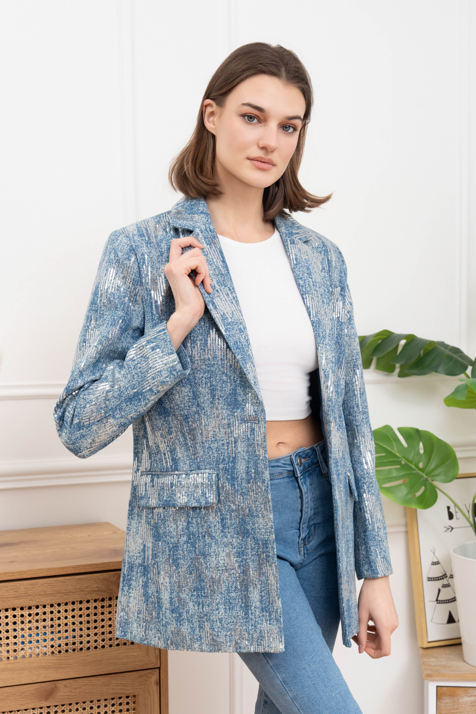 Grossista GD Golden Days - Blazer di denim effetto metallico