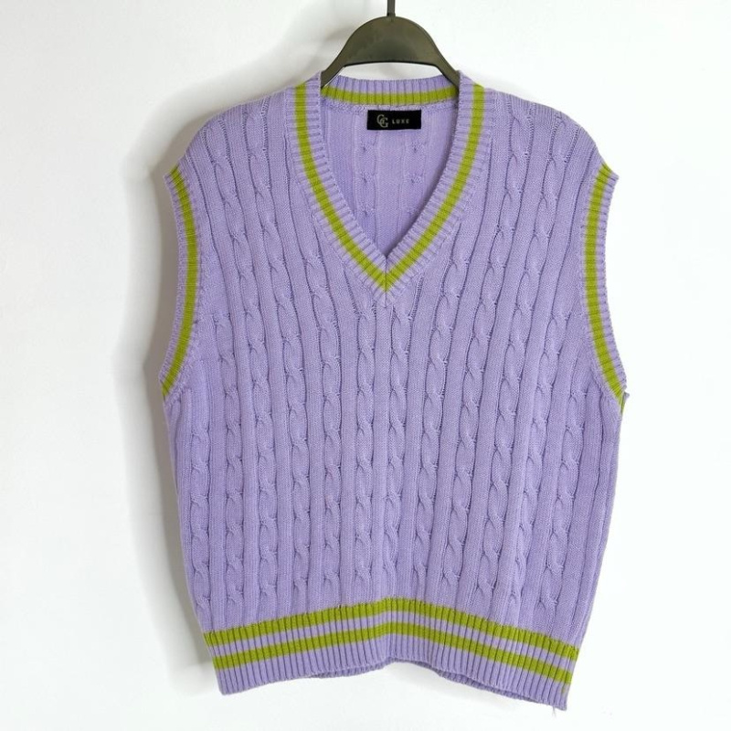 Pull Sans Manches GG LUXE Taille L - Mohair Jaune Fluorescent, Occasion Très Bon État