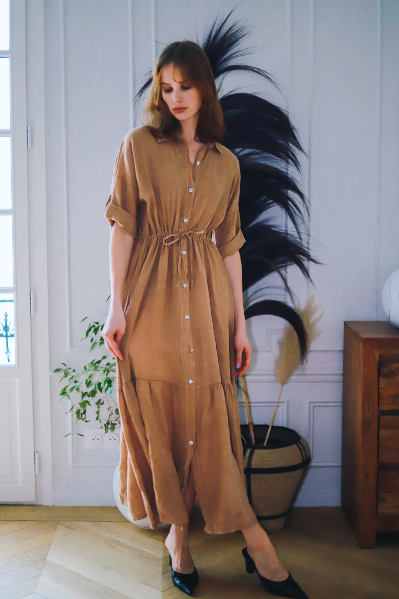 Wholesaler GG LUXE - Linen shirt dress
