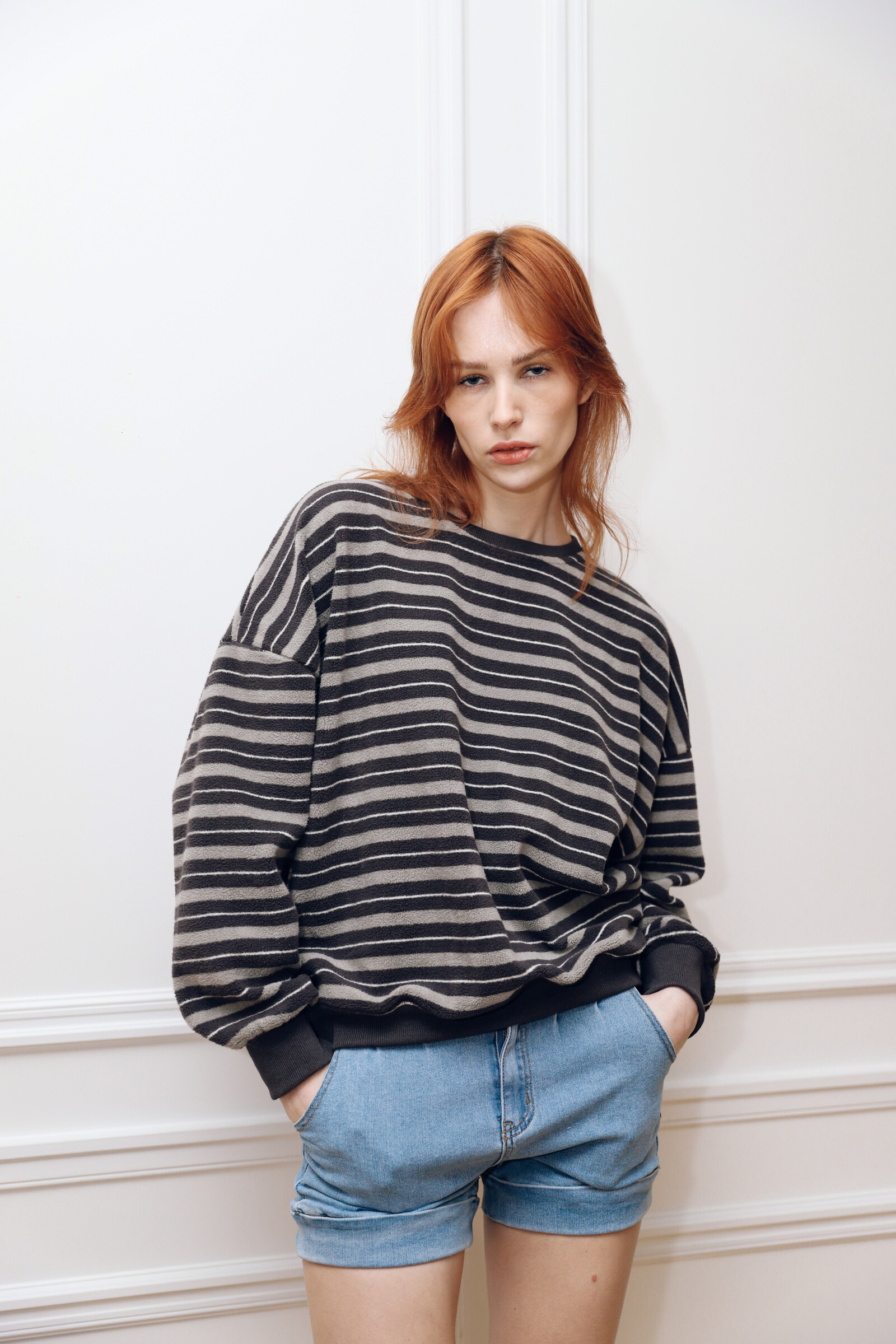 Wholesaler GG LUXE - Striped terrycloth sweatshirt