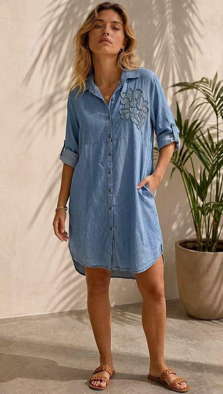 Grossiste GI STUDIO - ROBE FEMME AVEC BRODERIE