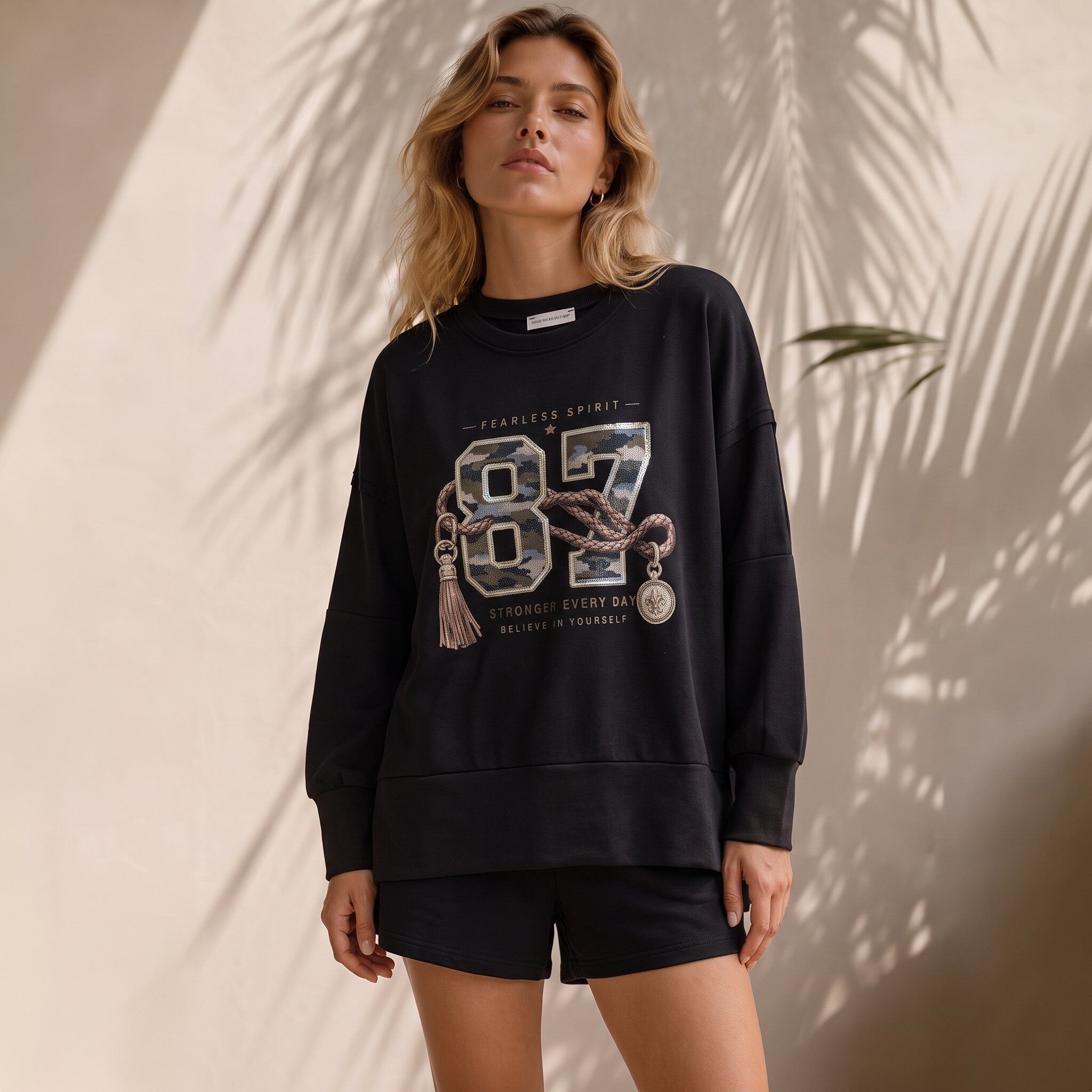 Wholesaler GI STUDIO - Women's top with front print 87 embroidery effect