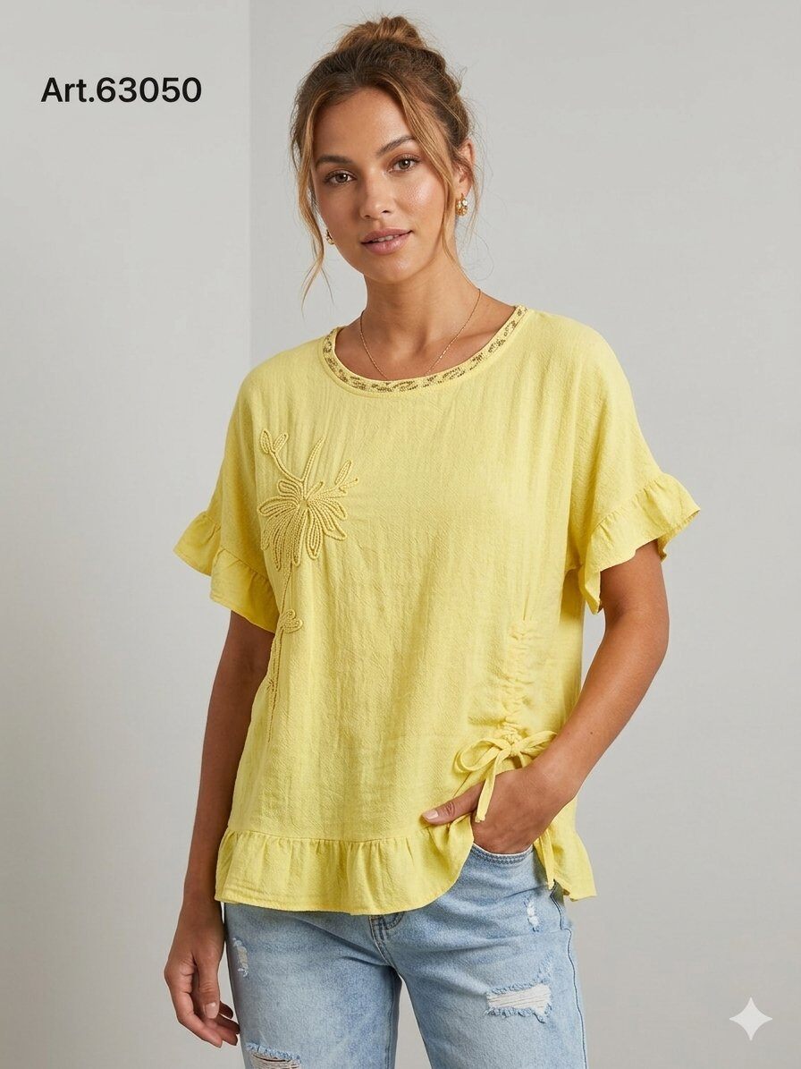 Wholesaler GI STUDIO - Women's sweater with embroidered flower