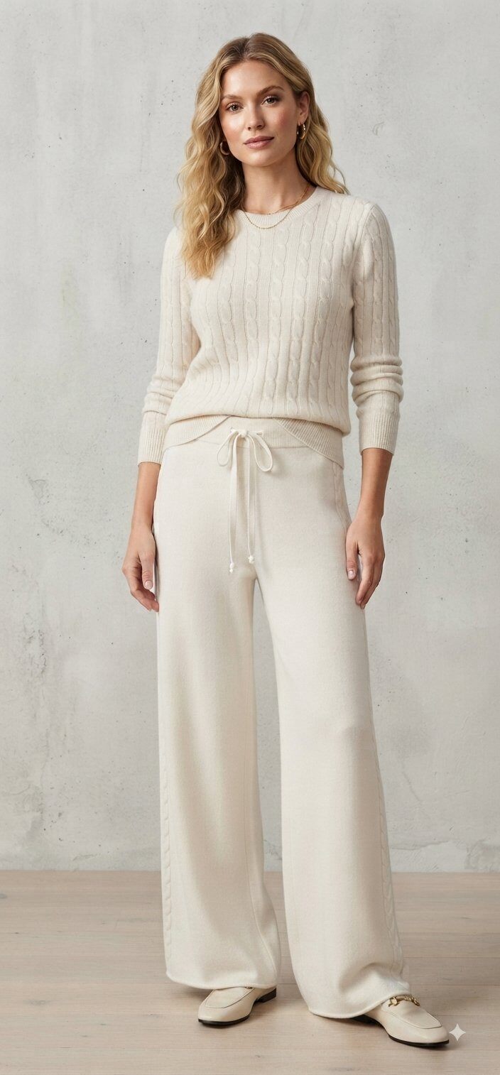 Wholesaler Giada - Soft Knit Palazzo Pants with Side Braid