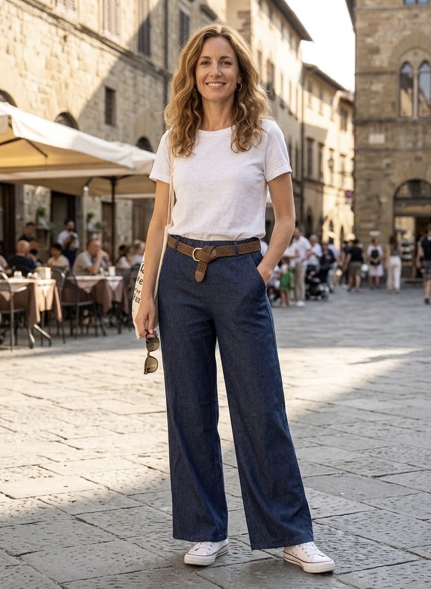 Wholesaler Giada - High-waisted jeans with braided belt