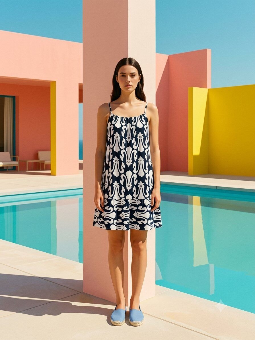 Grossiste Giada - Robe à bretelles avec motif
