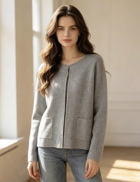 Wholesaler Giada - Soft Fine Knit Crew Neck Cardigan