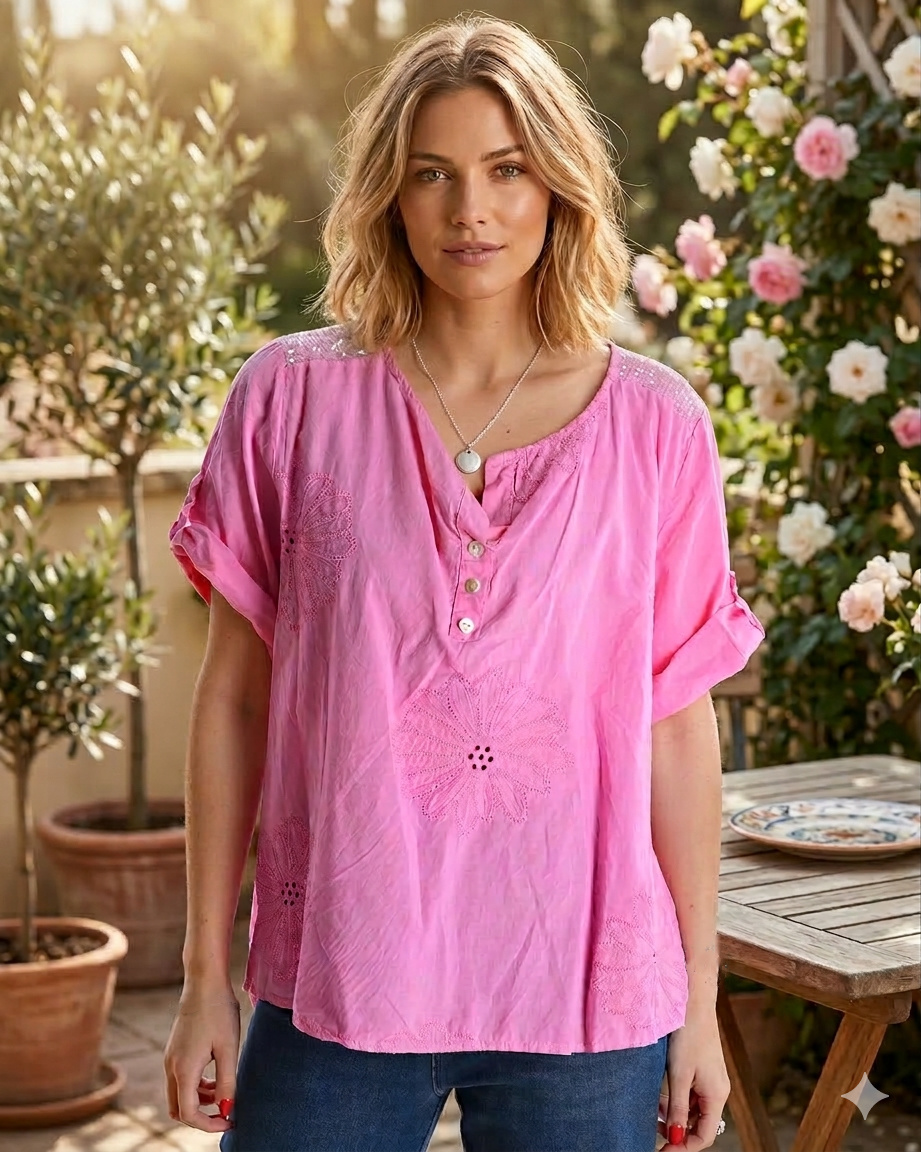 Grossista Giada - Blusa leggera con decorazione strass