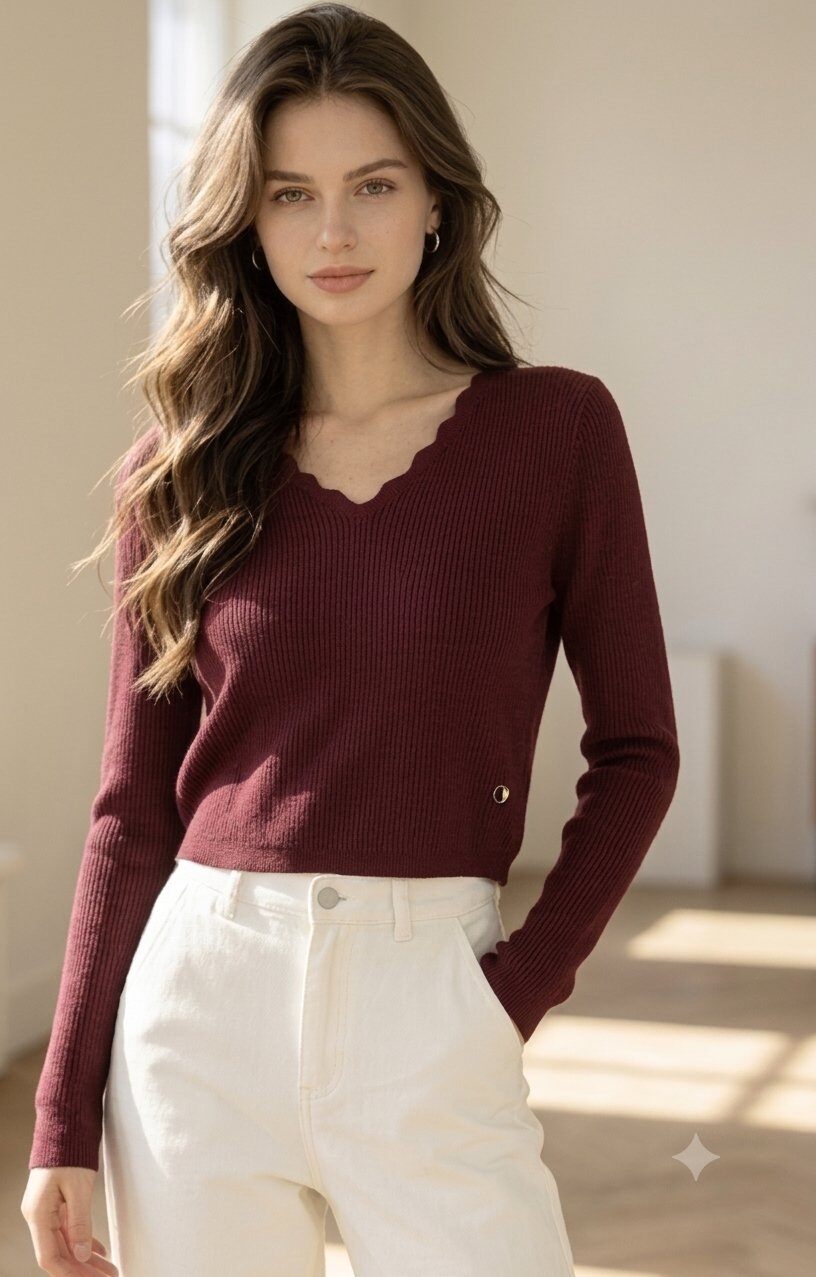 Wholesaler Giada - V-neck blouse with long sleeves