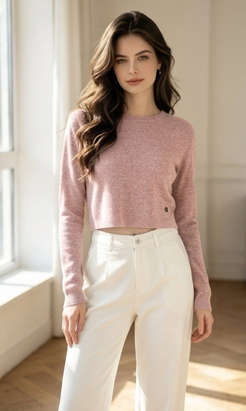 Wholesaler Giada - Cropped long-sleeve blouse with heart decoration