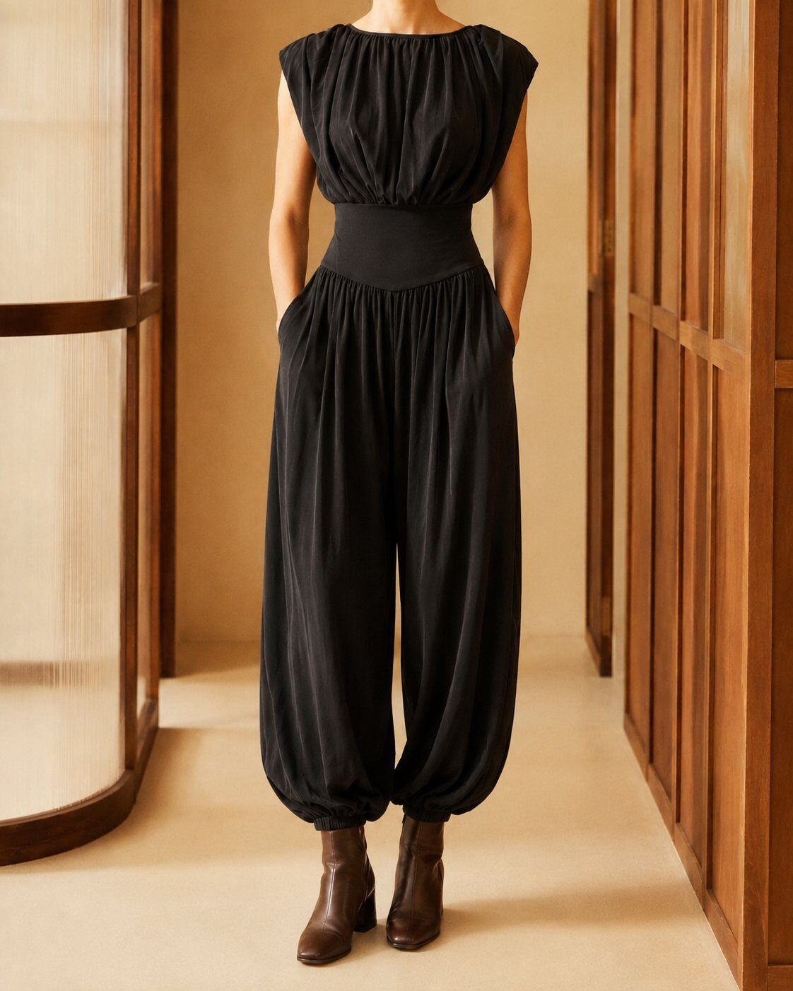 Wholesaler Giorgia - Flowy jumpsuit with a blouson style and defined waist