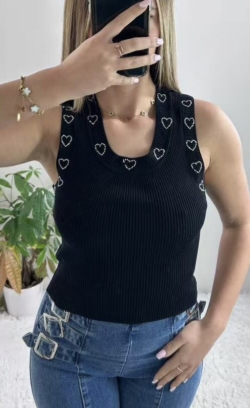 Grossista Giorgia - Canotta di strass del cuore