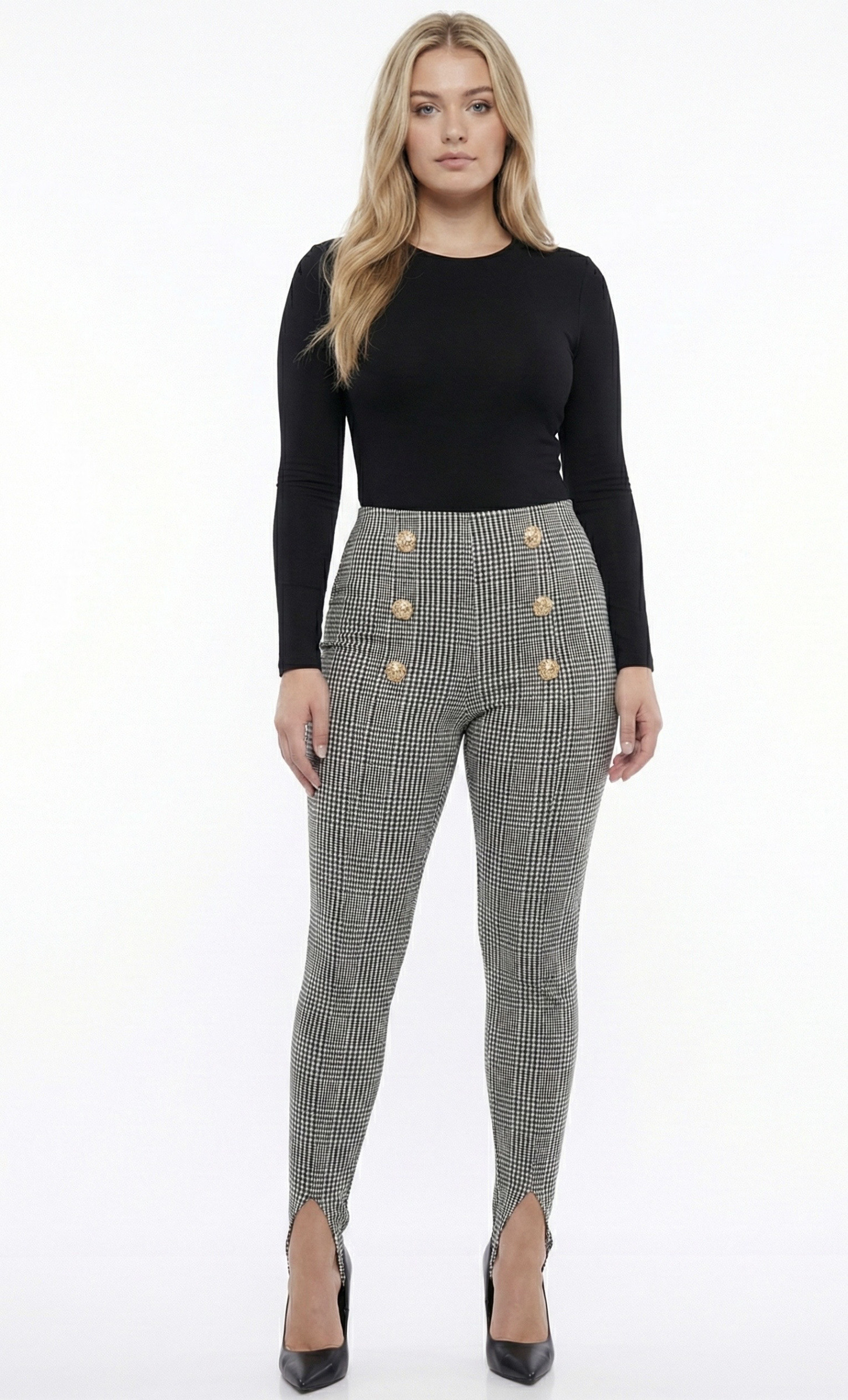 Mayorista Giorgia - 'Vendôme' Pantalón de pata de gallo con botones dorados