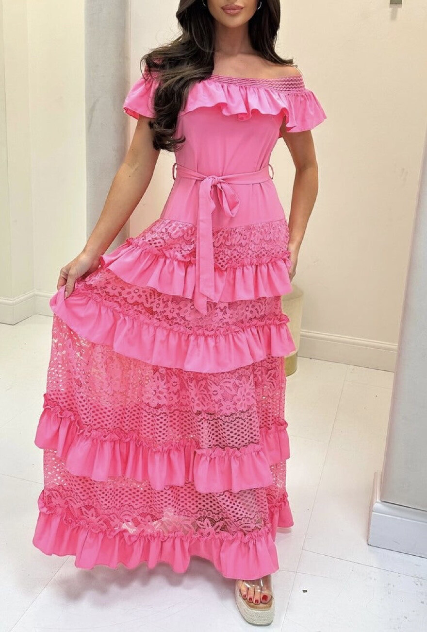 Wholesaler Giorgia - Long ruffle dress and lace