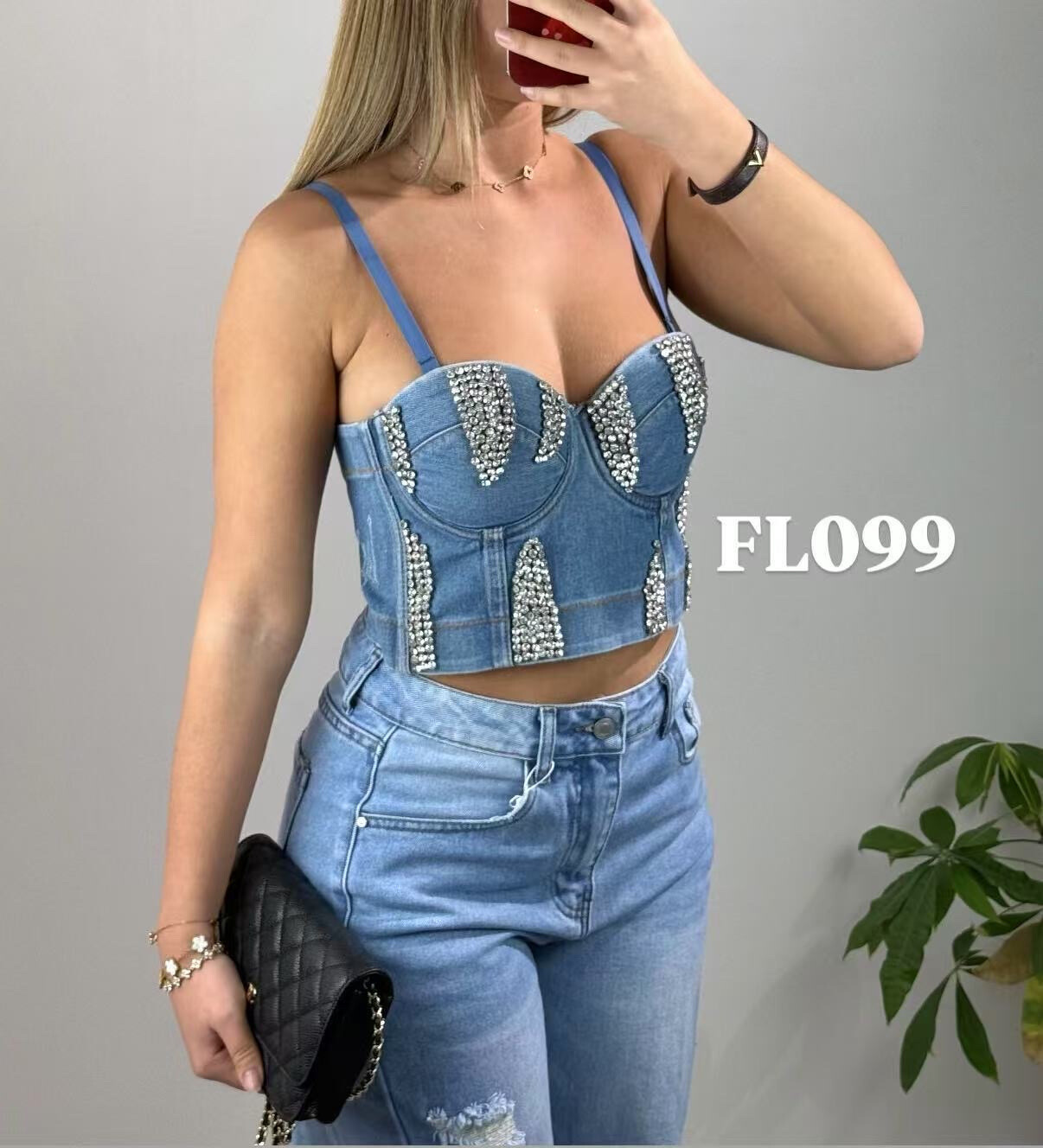 Grossista Soy & Co - Jean Bustier in strass