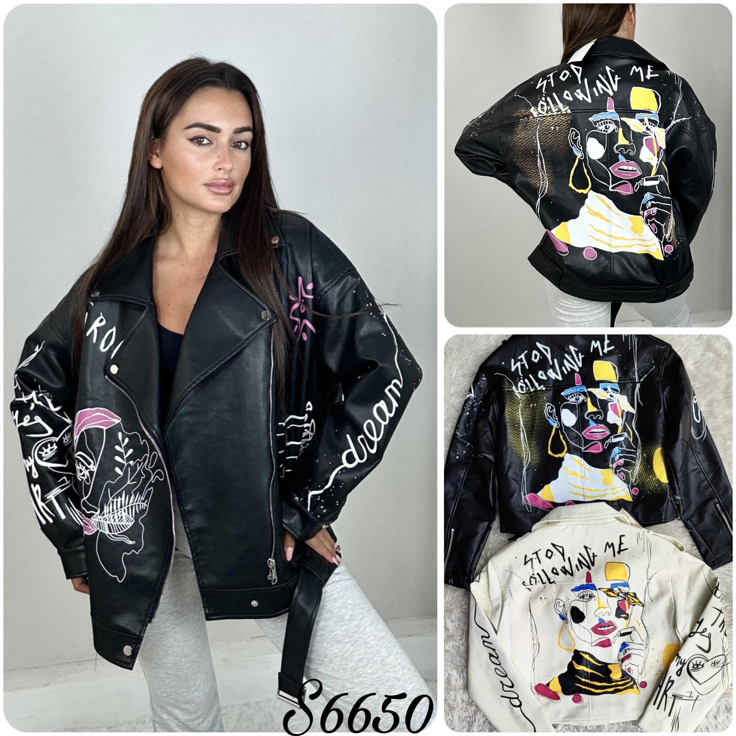 Wholesaler Soy & Co - Oversized leather jacket with patterns